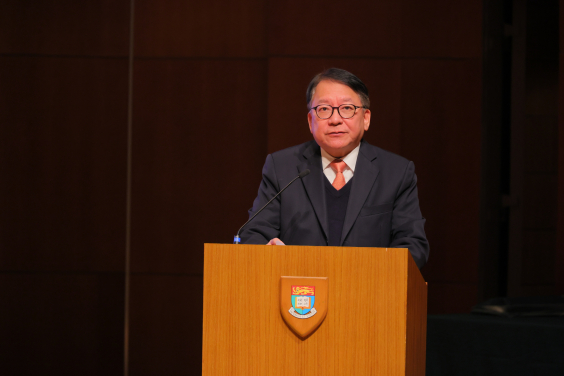 Mr Eric Kwok-ki Chan, Chief Secretary for Administration, delivers his speech at the forum.